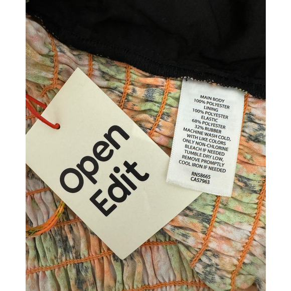 OPEN EDIT ~ NORDSTROM Multi Meadow Floral Smocked Back Crop Camisole  M - Picture 7 of 9